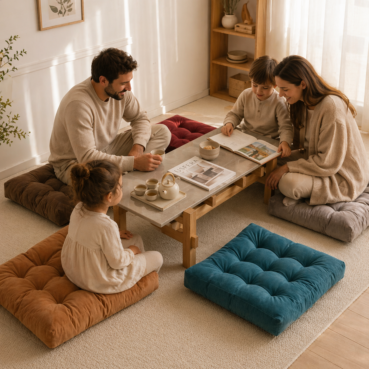 Floor cushion for calm corners and family reading time at home