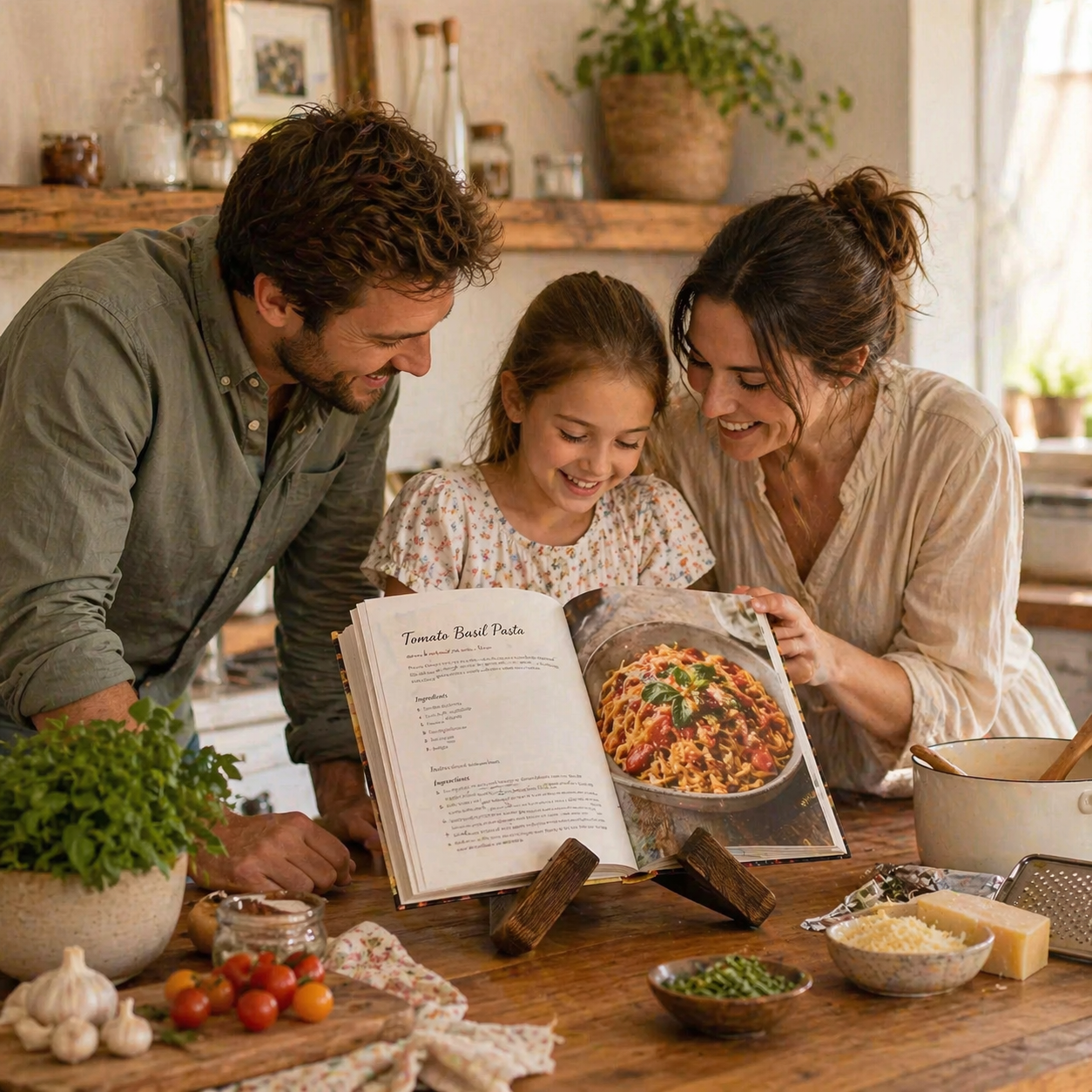 Wooden Cookbook Stand for Family Cooking Moments