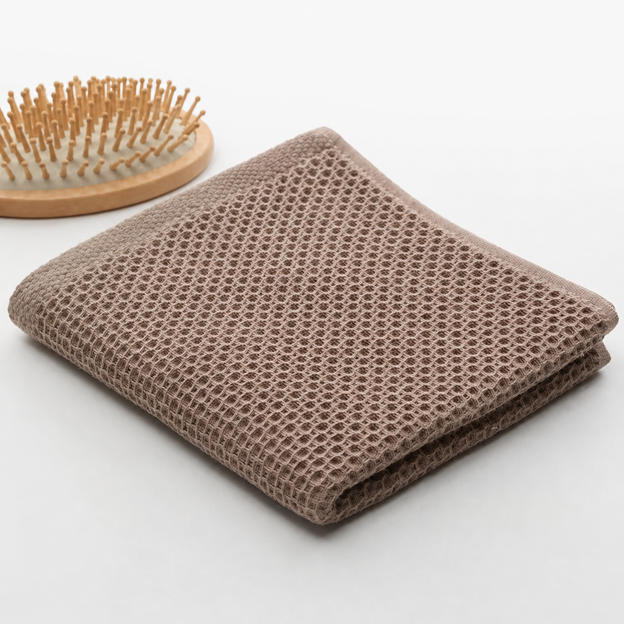 Bathroom routine with soft waffle bath towels for calmer daily family moments.