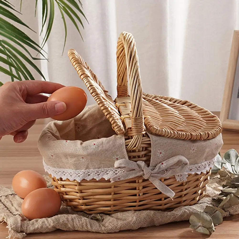 Lightweight wicker family picnic basket for outdoor snacks and calm weekend rituals