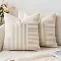 linen stripe pillow cover close-up showing soft neutral texture and minimal design