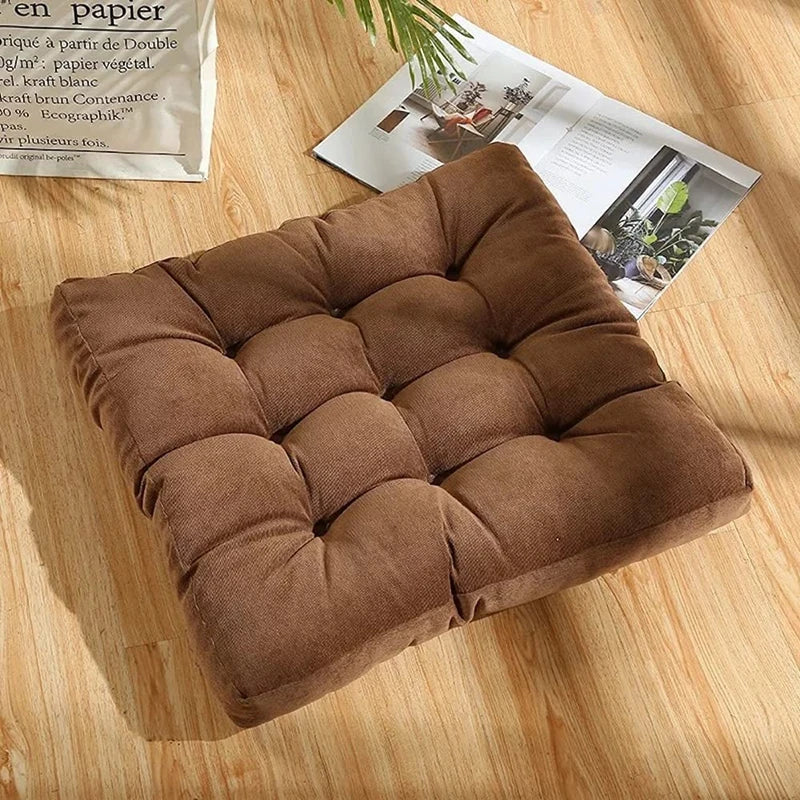 Neutral floor pillow for calm corner seating and everyday family comfort