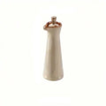 natural ceramic oil bottles with wooden tray in organized clutter free kitchen