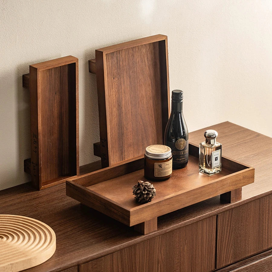 minimal wooden tray close-up showing natural wood texture and simple design