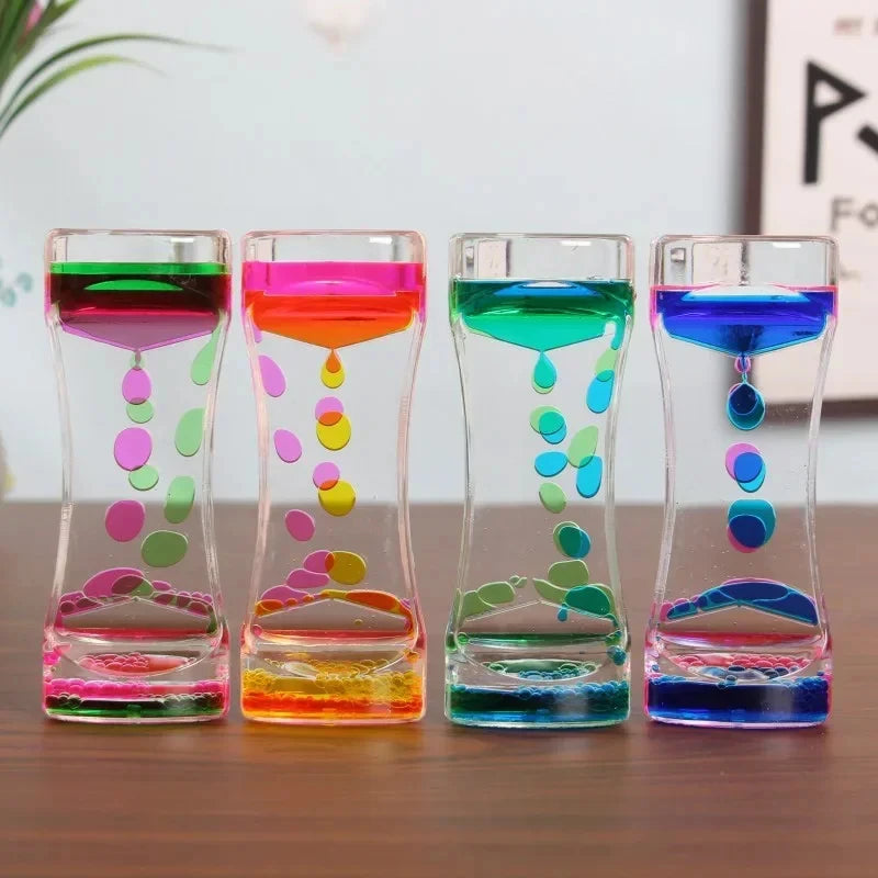 Set of four liquid motion timers for quiet reset moments