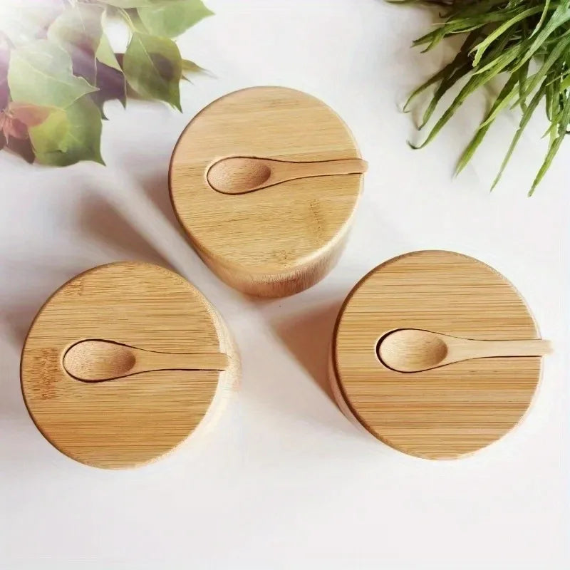 natural bamboo spice containers used in screen free family cooking moment