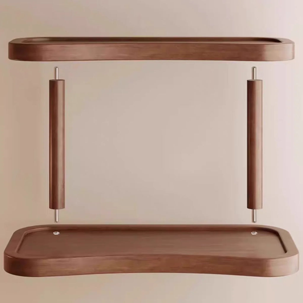 Wooden bedside organizer with two shelves for books, jewelry, glasses, perfume, and daily essentials