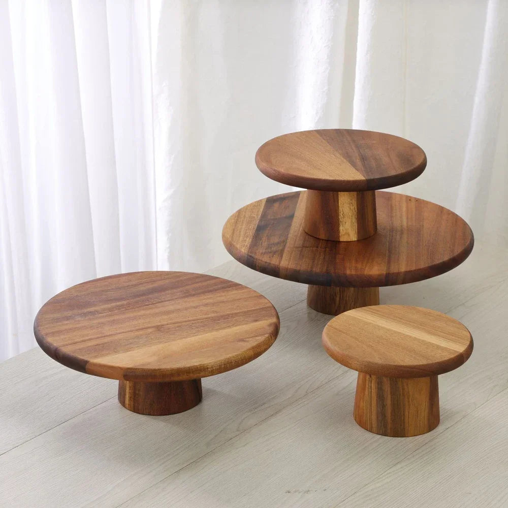 Wooden cake stand for family baking, desserts, and sweet moments at home