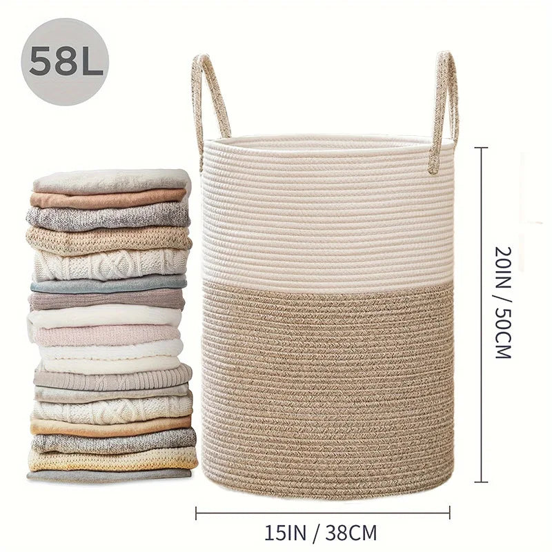 Woven family storage basket for reading nooks, play corners, and everyday home essentials