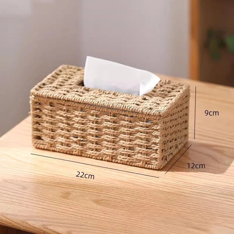 Rattan-style tissue box cover for bathroom bedroom and living room decor