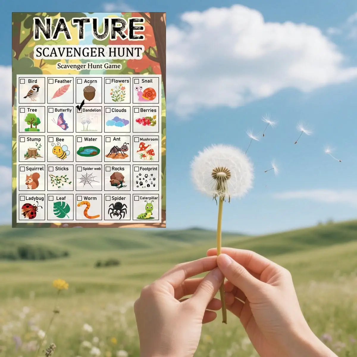Screen-free outdoor activity cards for children exploring nature