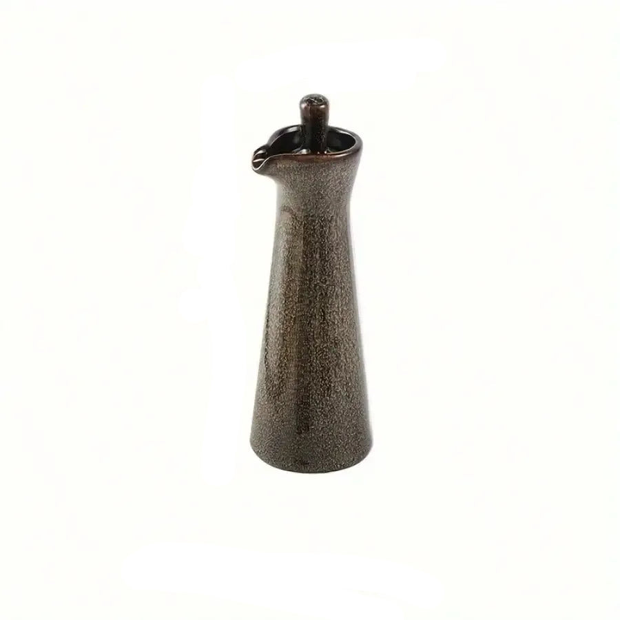 calm kitchen scene with ceramic oil dispenser and family cooking moment