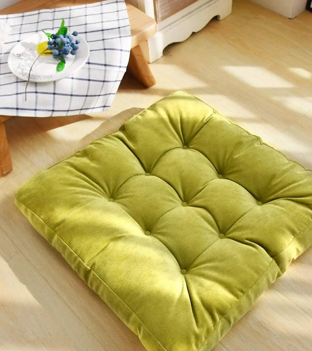 Soft floor seating cushion for screen-free family moments and quiet play