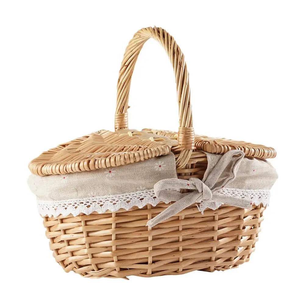 Classic wicker picnic basket for family outdoor activities and picnic essentials