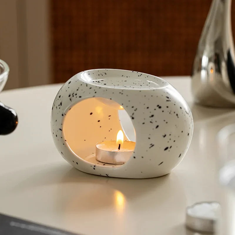 Nordic ceramic tea light holder on marble surface — elegant home accessory by Usfera
