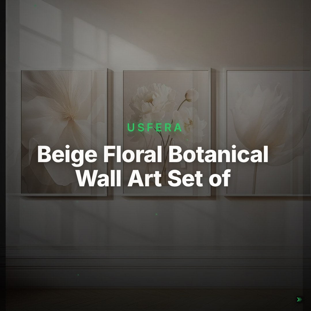 Beige Floral Botanical Wall Art Set of 3 – Nordic Peony Canvas Prints – Clean Showcase