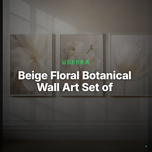 Beige Floral Botanical Wall Art Set of 3 – Nordic Peony Canvas Prints – Clean Showcase