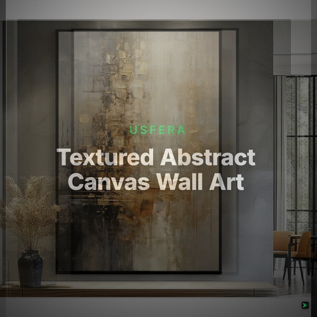 Textured Abstract Canvas Wall Art – Gold & Beige Hand Painted Acrylic Painting – Clean Showcase