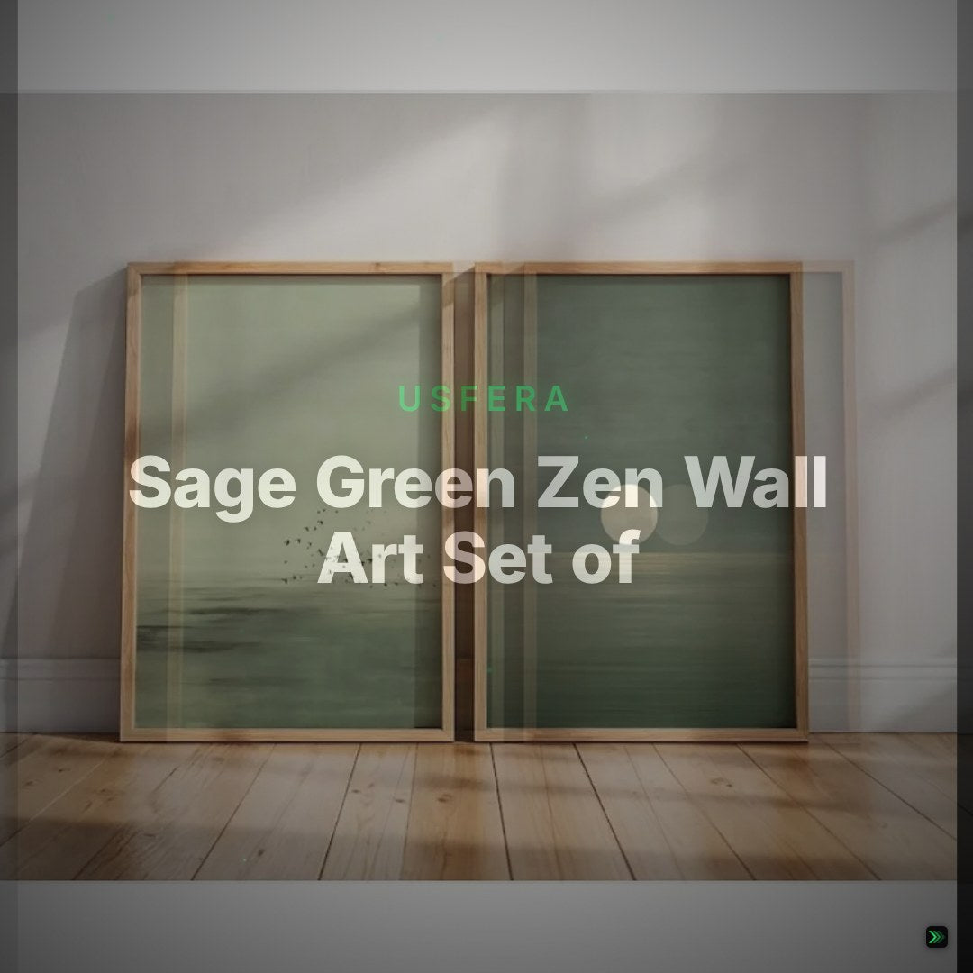 Sage Green Zen Wall Art Set of 2 – Scandinavian Landscape Canvas – Clean Showcase