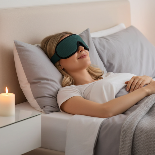 Dark green 3D contoured sleep eye mask breathable fabric — Usfera
